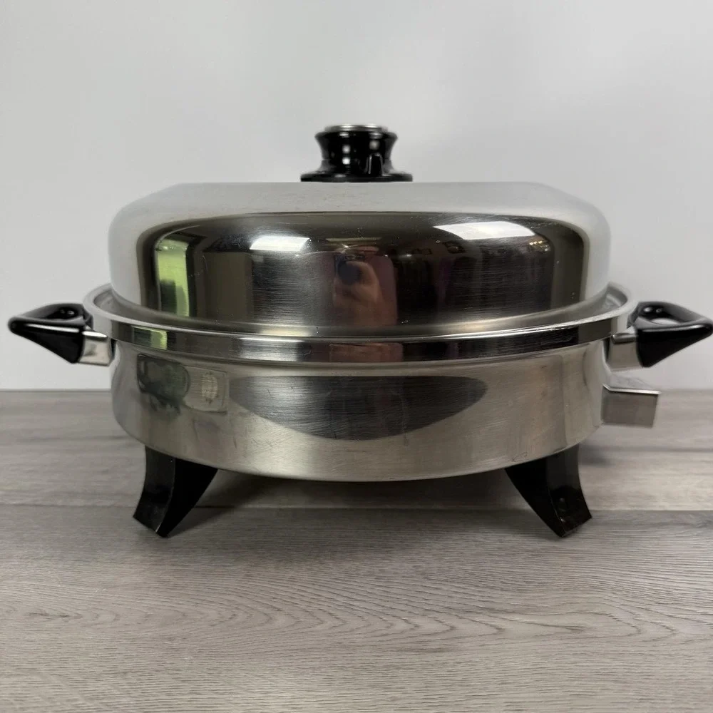 Health Craft Stainless Electric Skillet Automatic Oil Core Silver K7273 USA